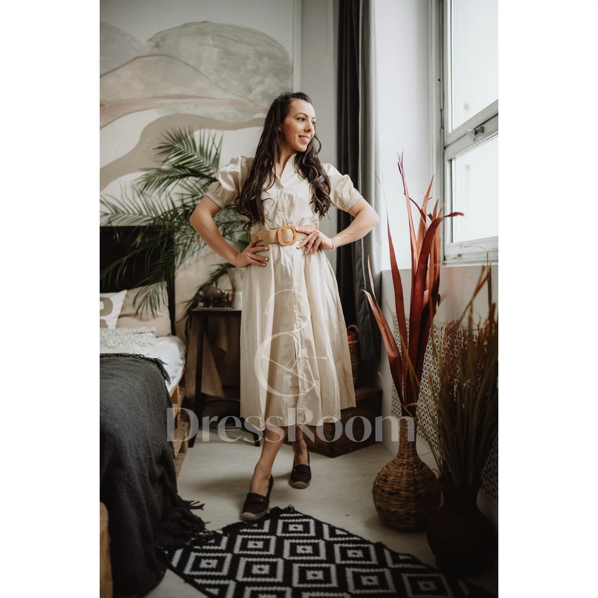 UNIQUE midi ruha - Beige
