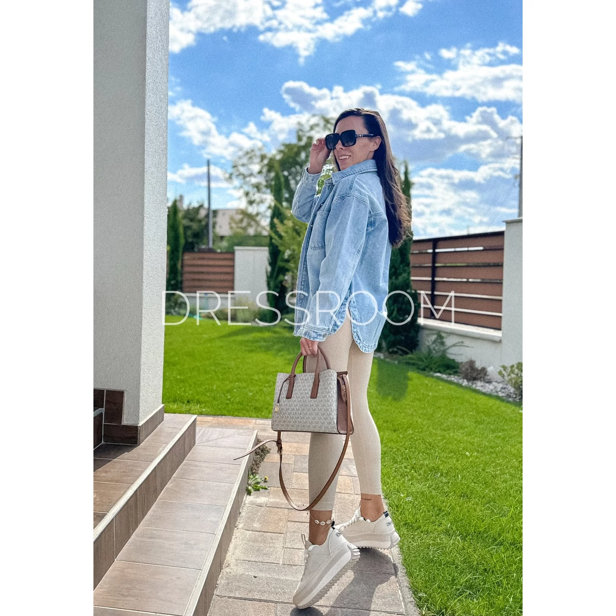 BASIC bordázott overall - Beige - Zip