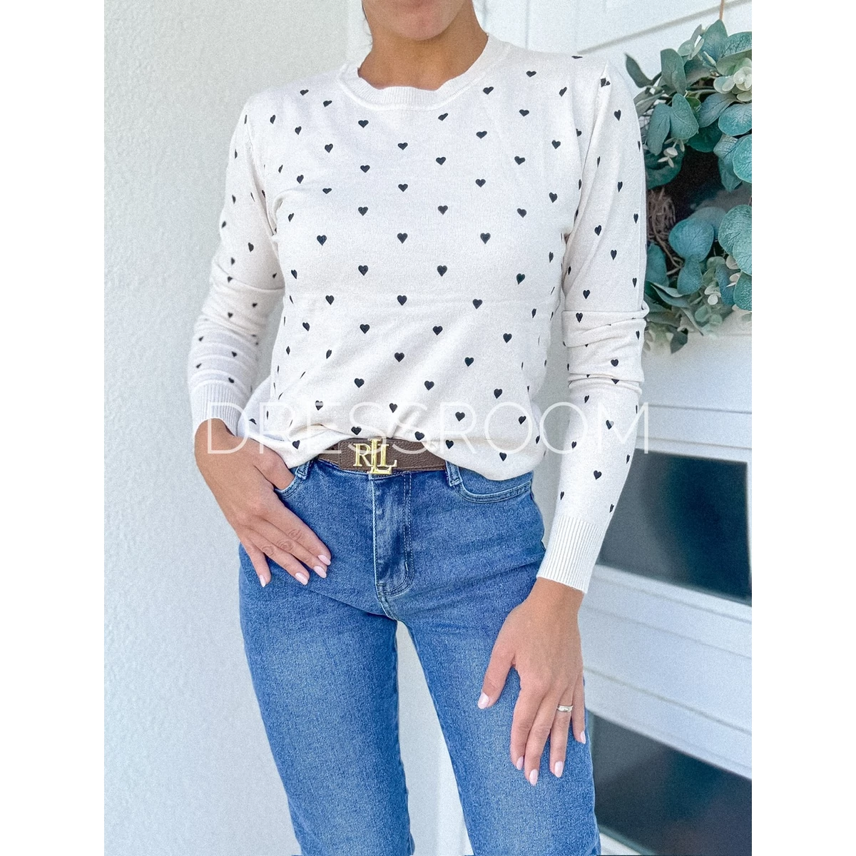 LILI puha kötött szivecskés felső - Beige