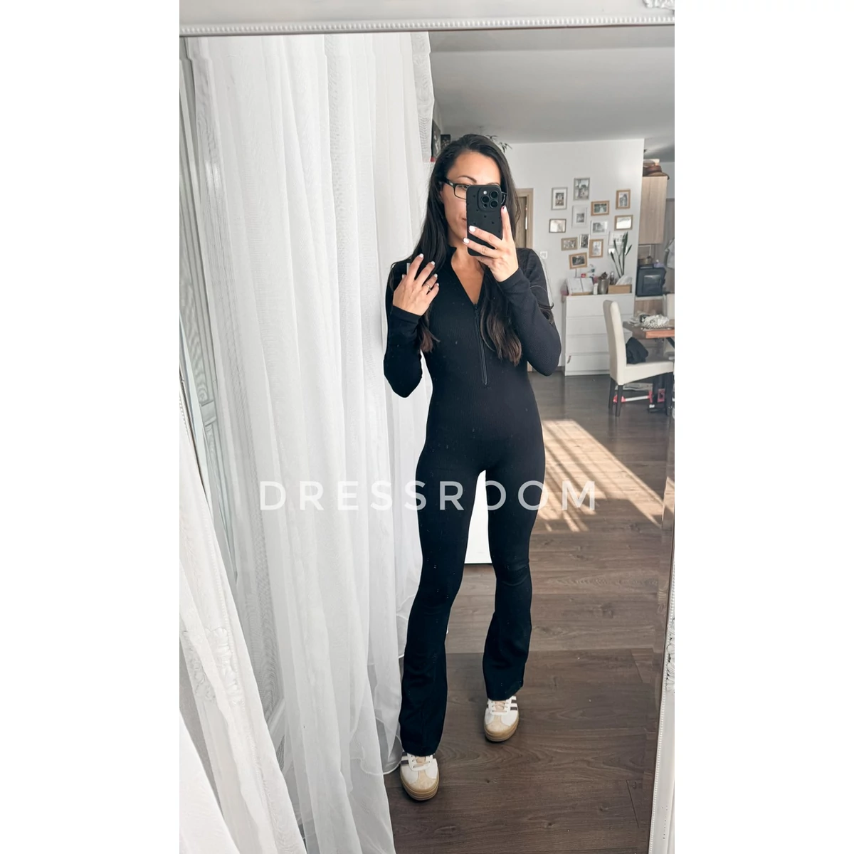 BASIC bordázott overal ZIP - Fekete