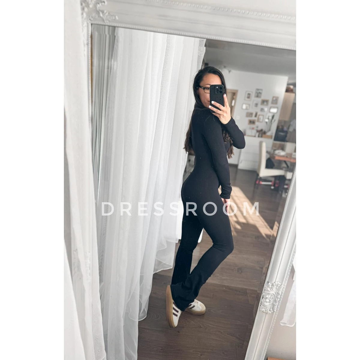 BASIC bordázott overal ZIP - Fekete