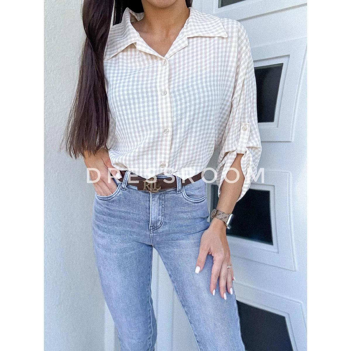 WEST kockás ing - Beige