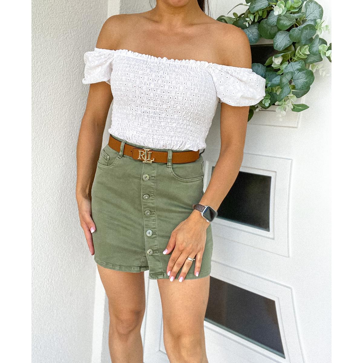KIM gombos farmerszoknya - Khaki