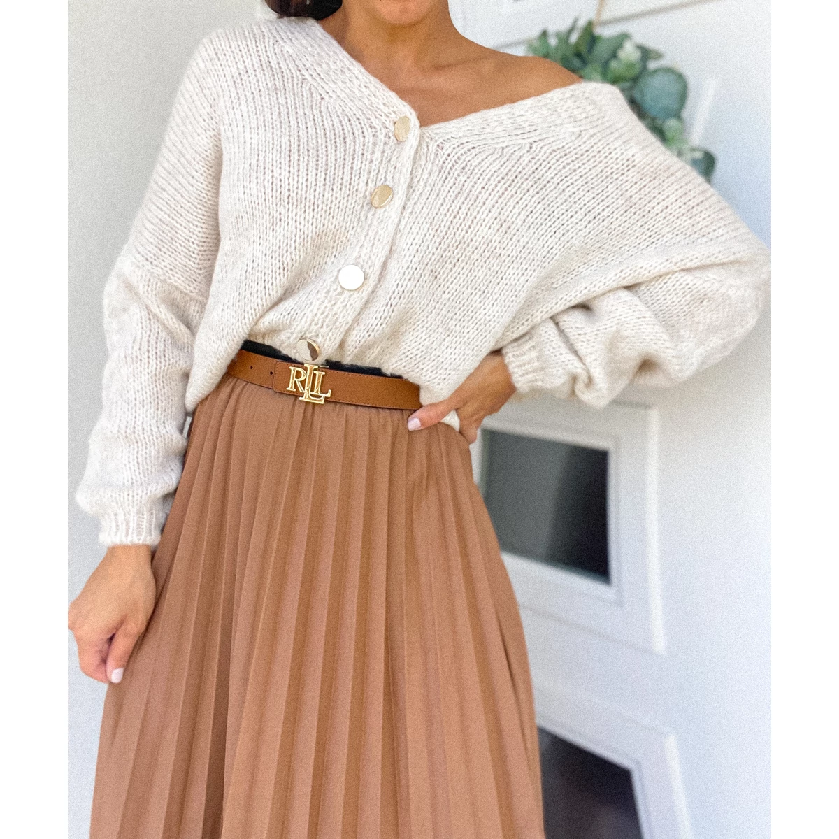 BROOK túlméretezett kardigán - Beige