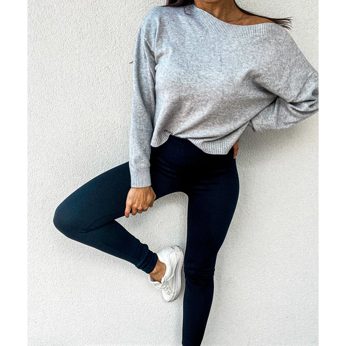 BASIC bordázott leggings - Fekete