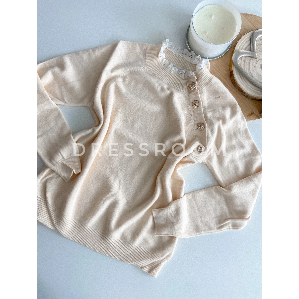 KIMBERLY puha pulóver arany gombokkal - Beige