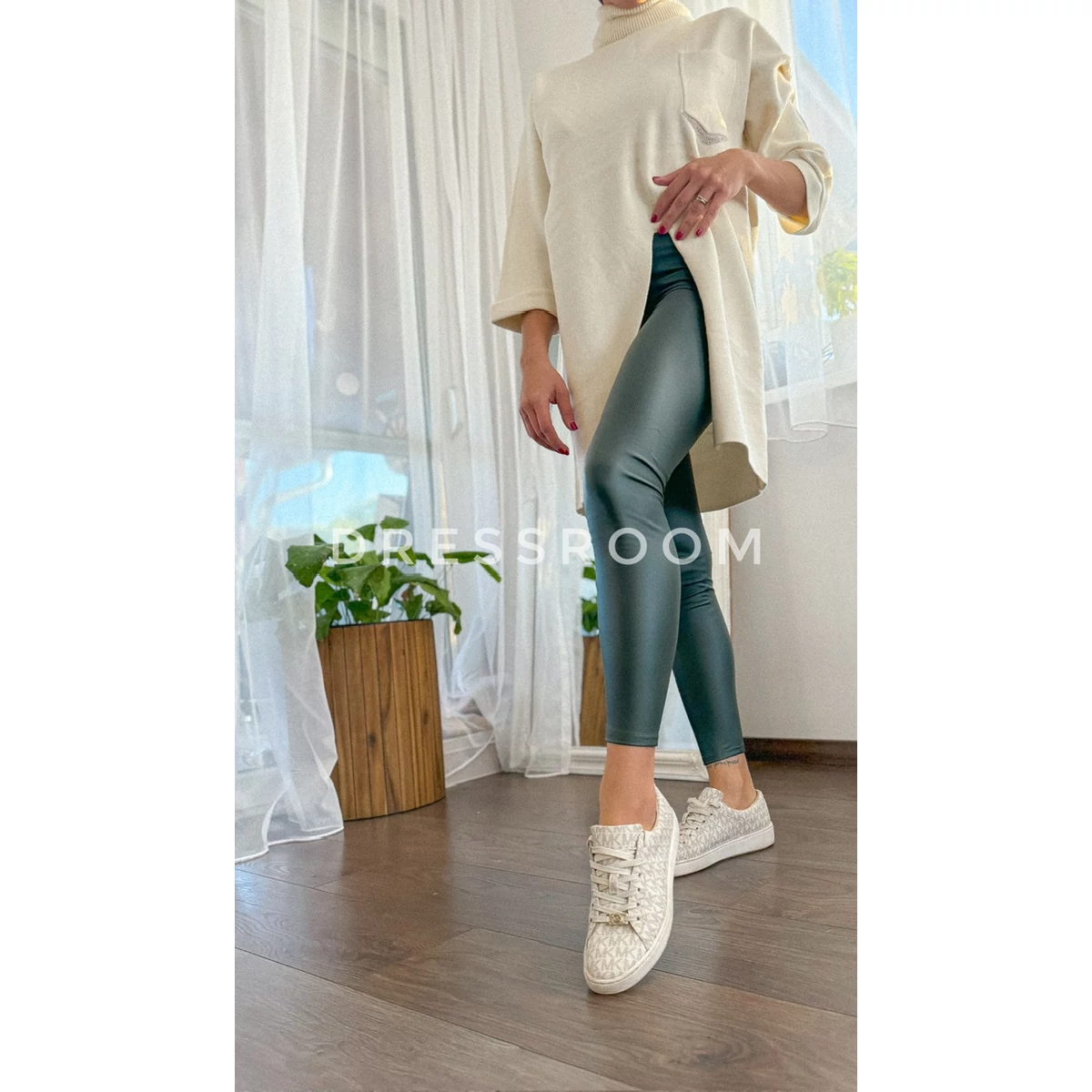 ALICIA matt KHAKI bőrleggings