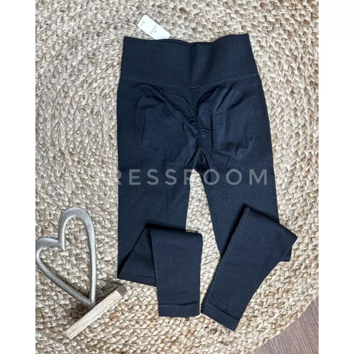 BASIC bordázott leggings - PUSH UP - Fekete