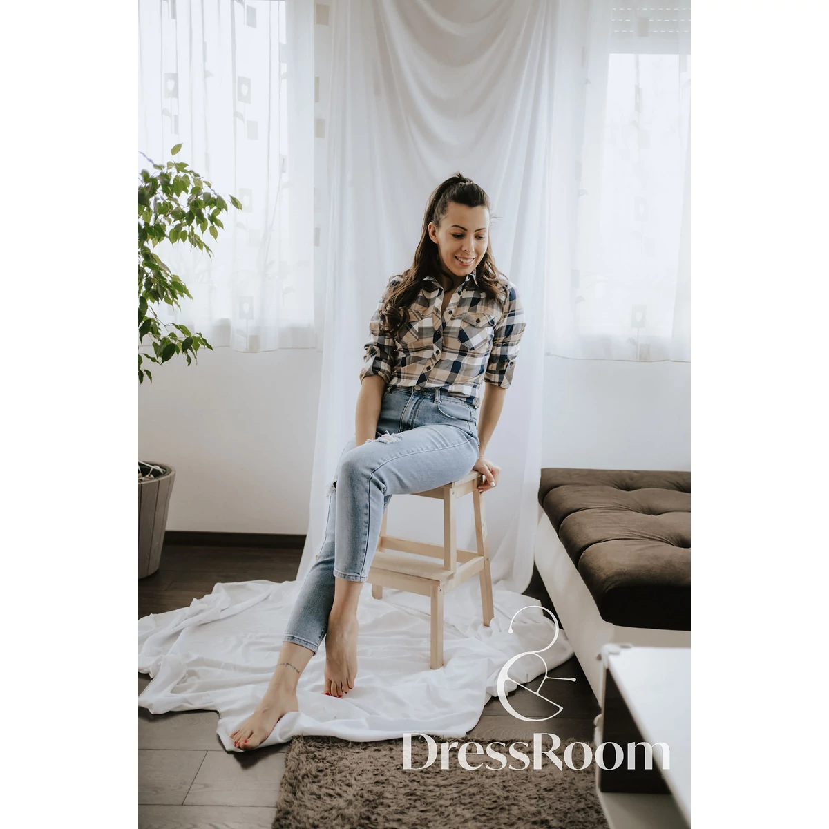 WEST STYLE kockás ing - Barna kockás