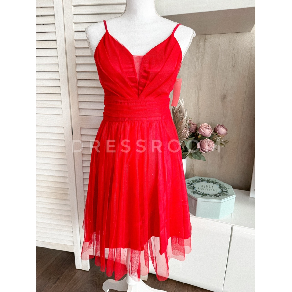 LUXORY csillámos ruha - Piros - Menyecske ruha