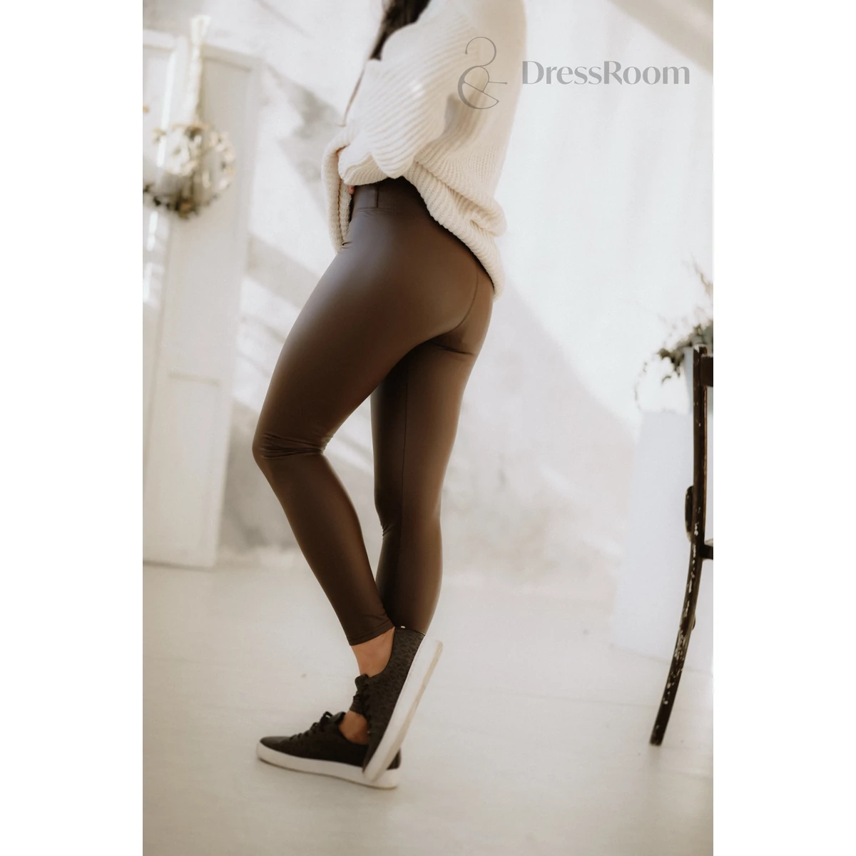 ALICIA matt bőrleggings - DARK brown