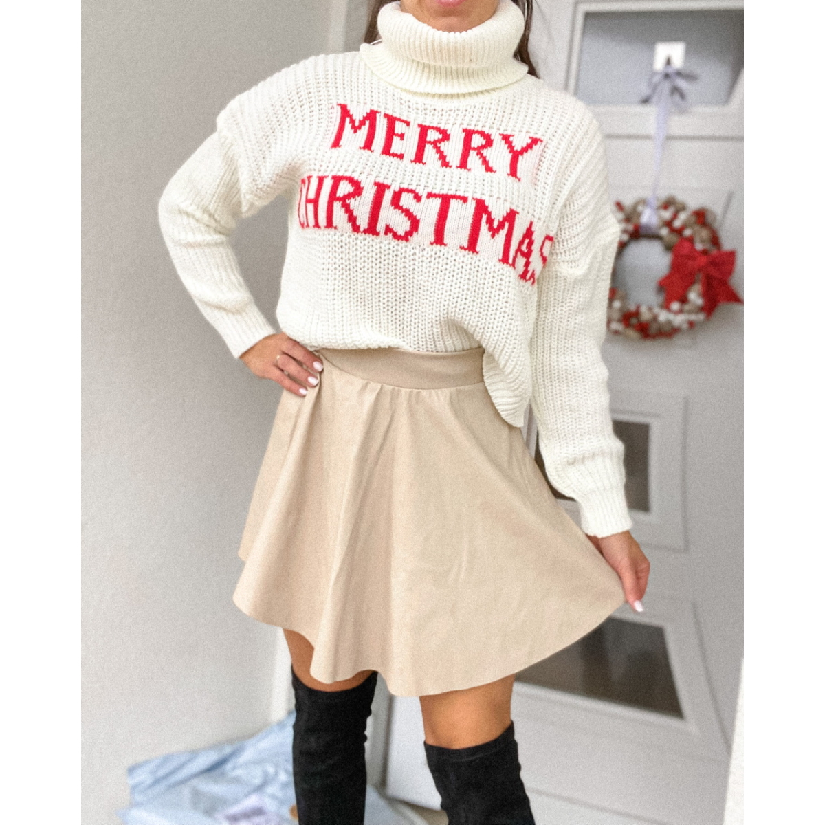 MERRY CHRISTMAS pulóver - Fehér
