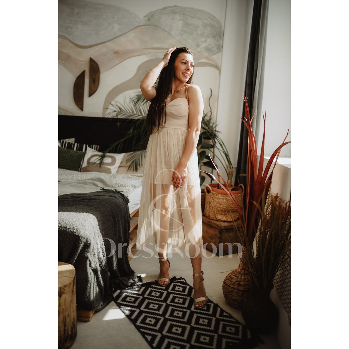 JOY ruha tüllel - Beige