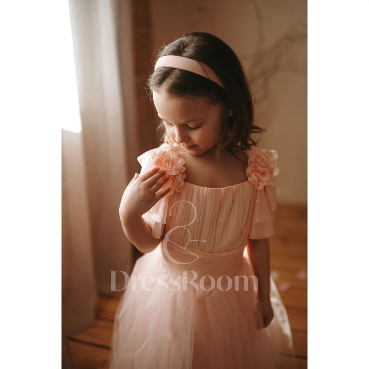 PRINCESS kislány koszorúslány ruha - Púder