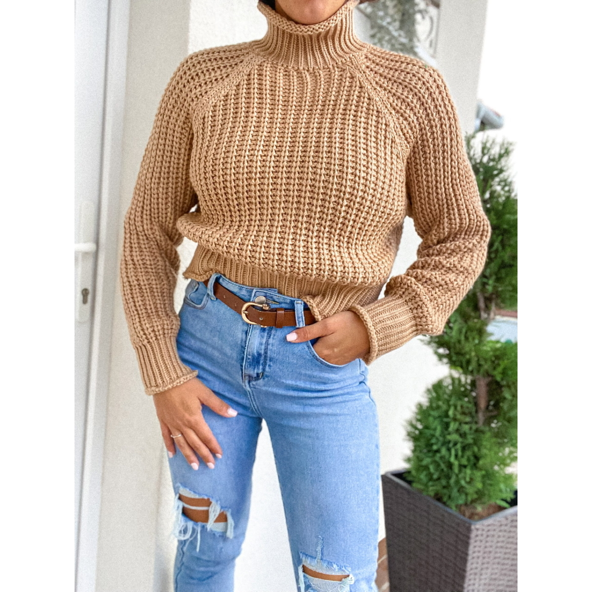 NINA kötött pulóver - Barna