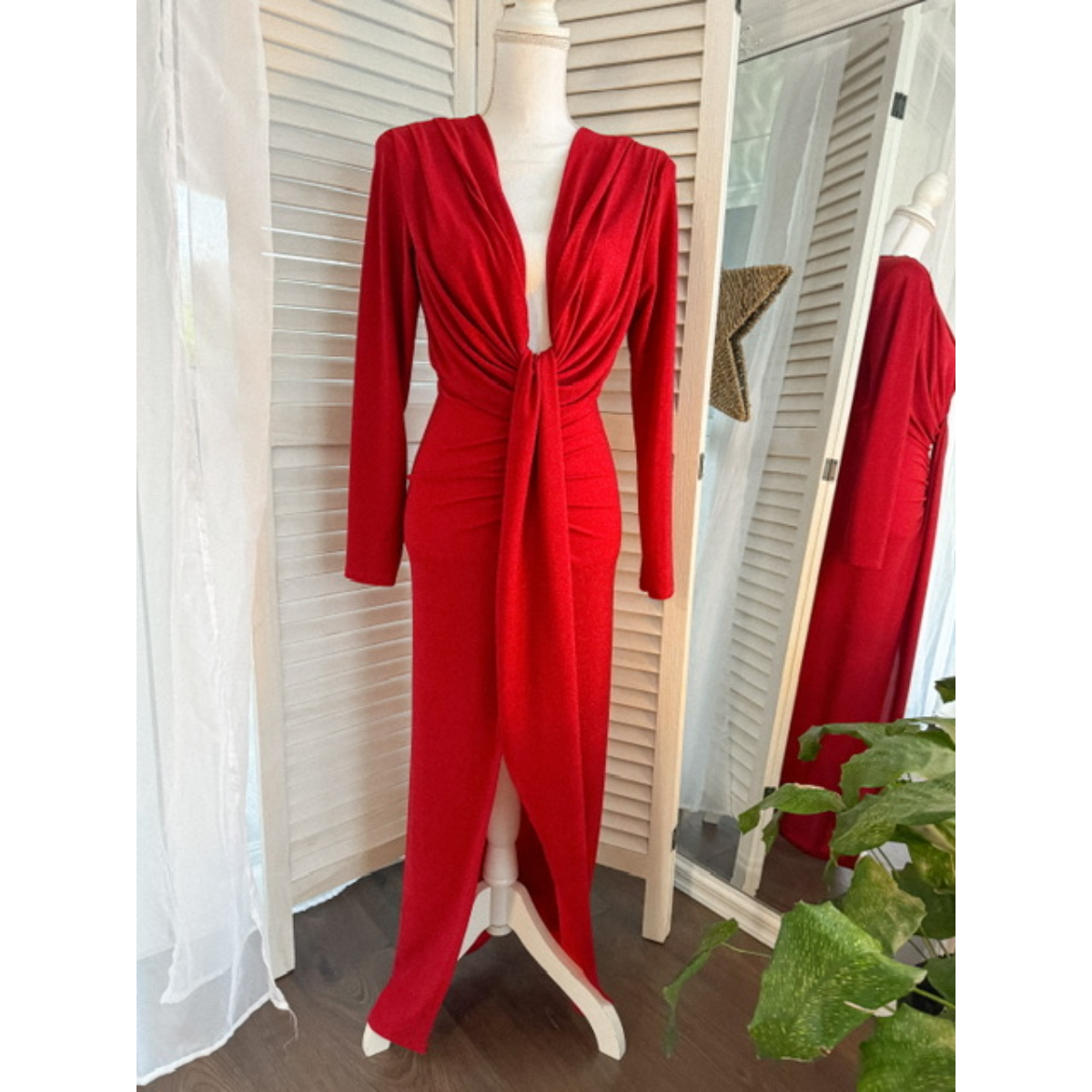ADINA csillámló ruha - Piros