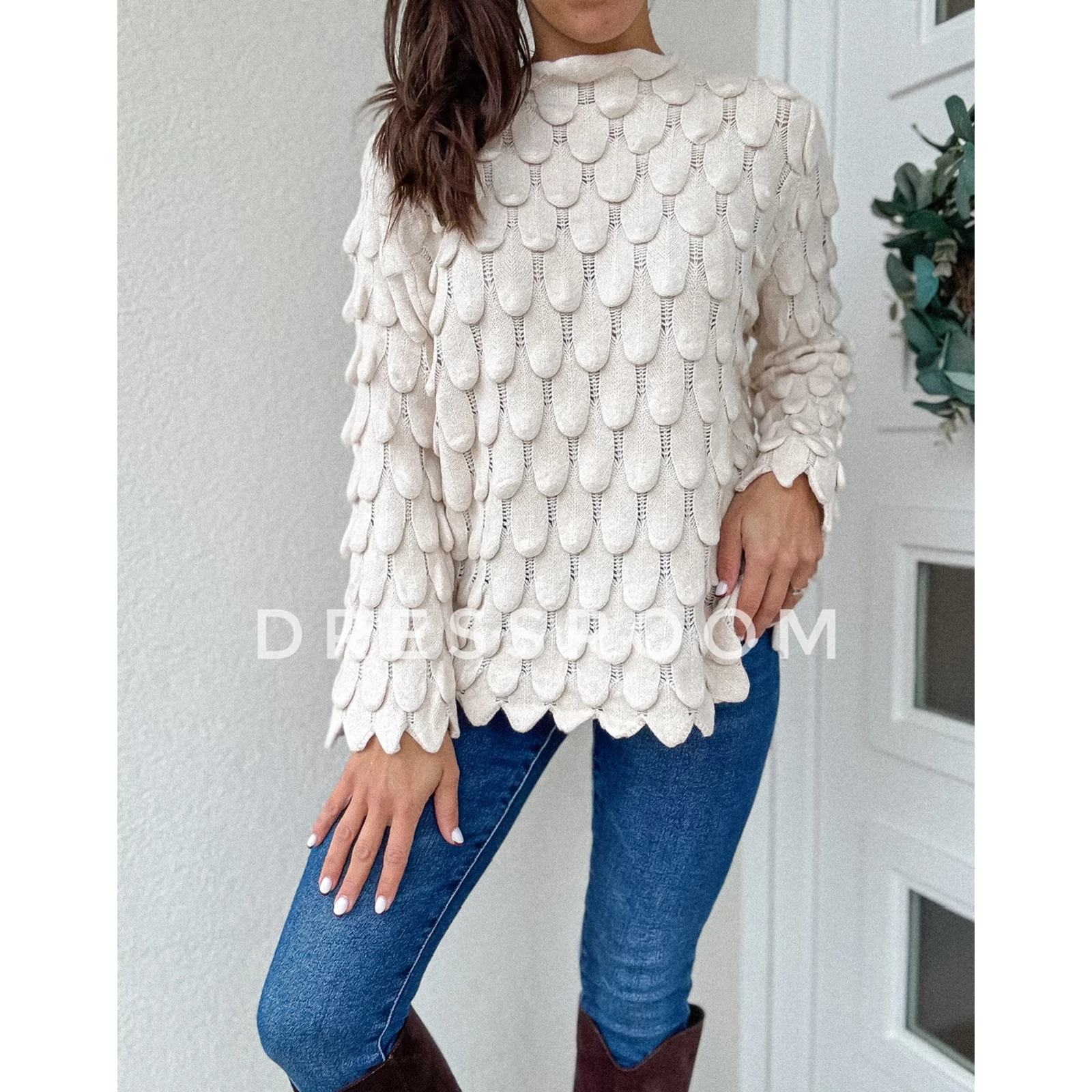 Kép 3/3 - MARBELLA csepp pulóver - Beige