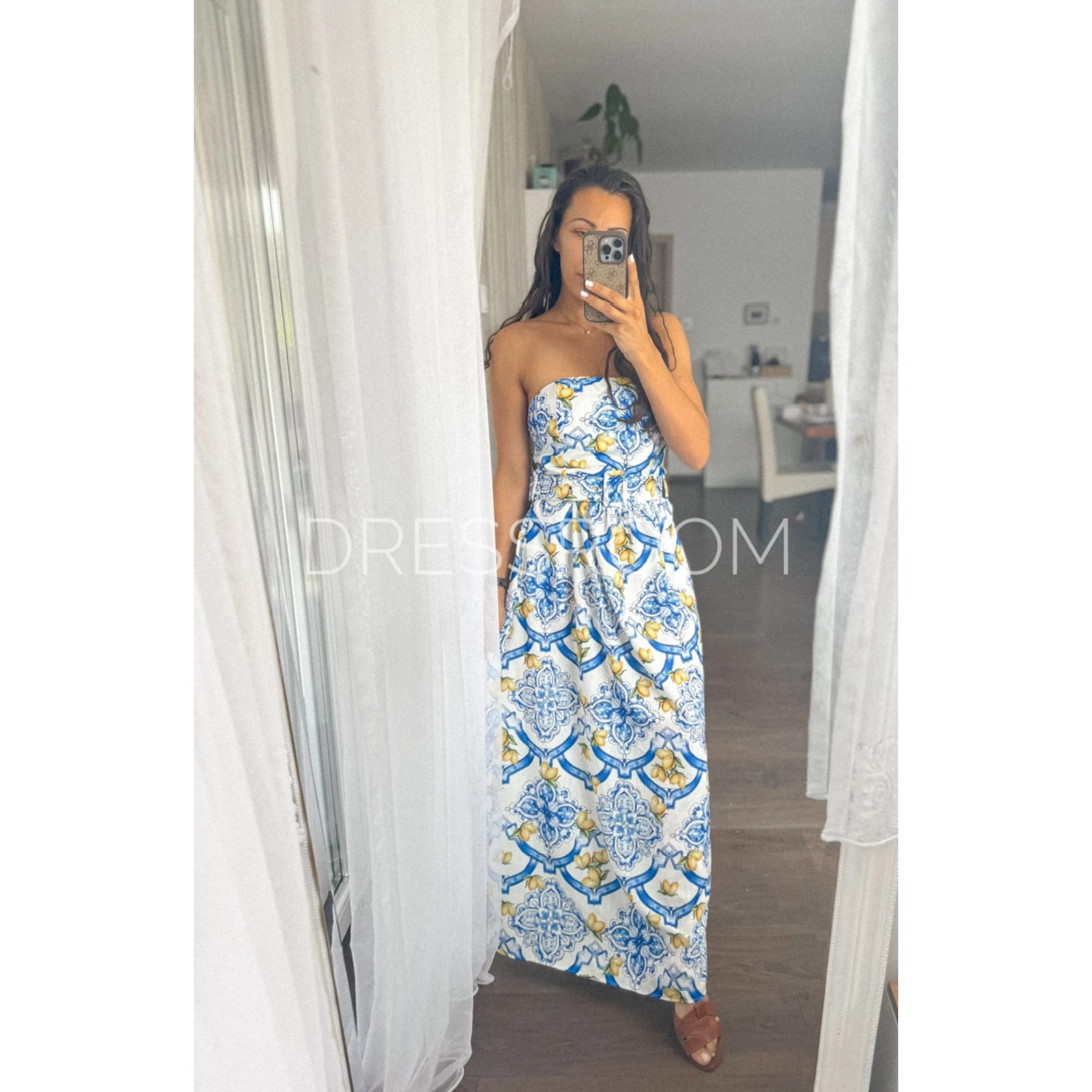 Kép 1/2 - Santorini vászon maxi ruha