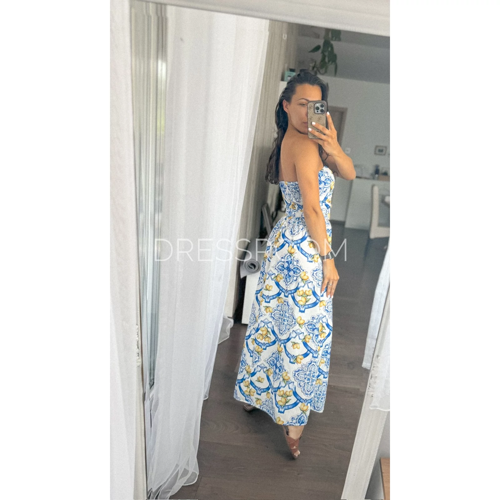 Kép 2/2 - Santorini vászon maxi ruha