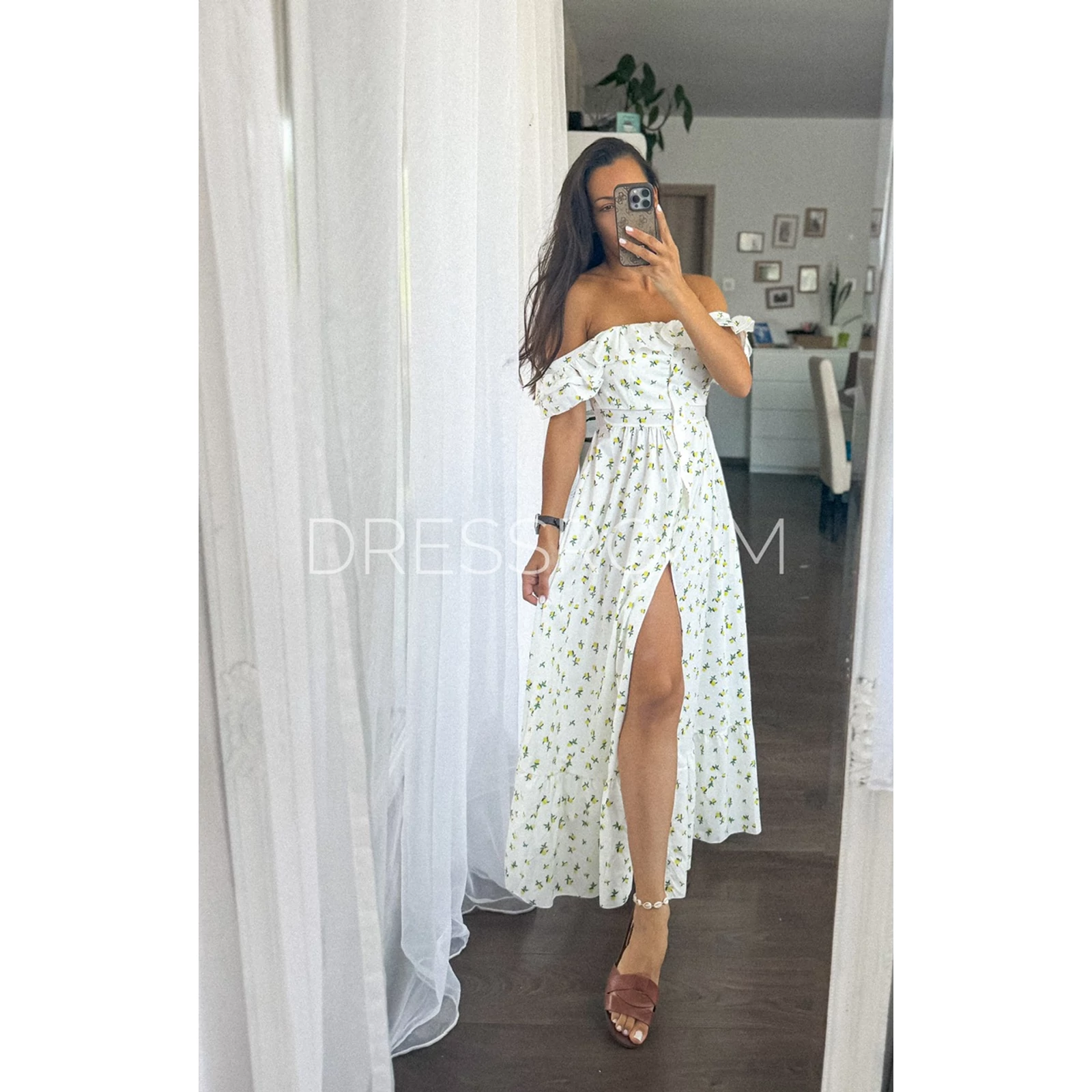 Kép 1/3 - LIZETTE maxi ruha - Citromos