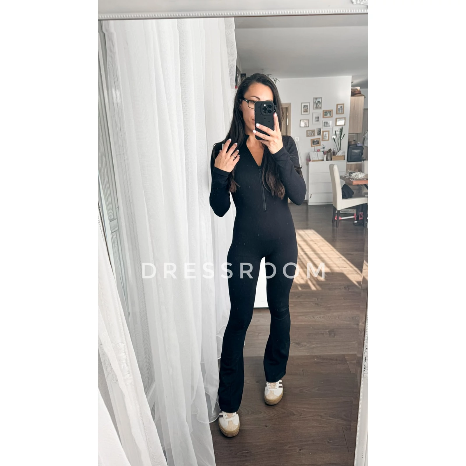 Kép 1/3 - BASIC bordázott overal ZIP - Fekete