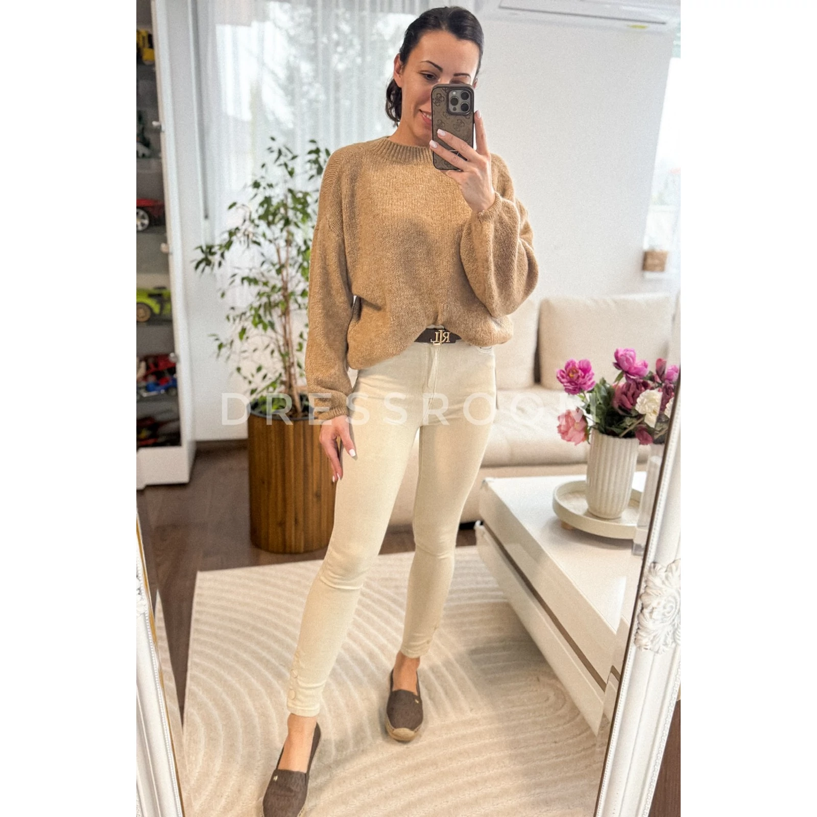 Kép 1/3 - BROWN SKINNY nadrág - Krém