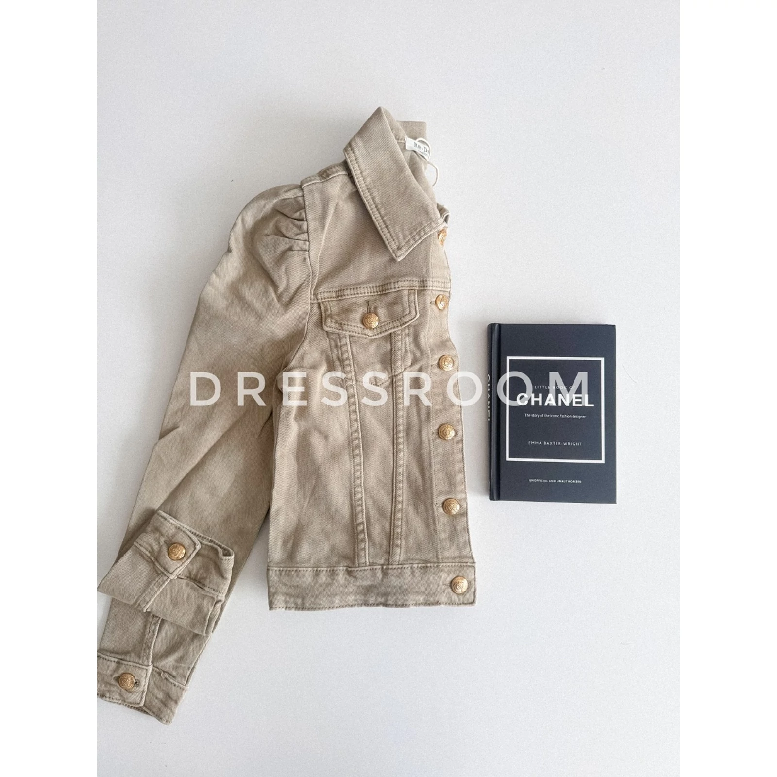 Kép 1/3 - HALLY puffosujjú farmerkabát  - Beige