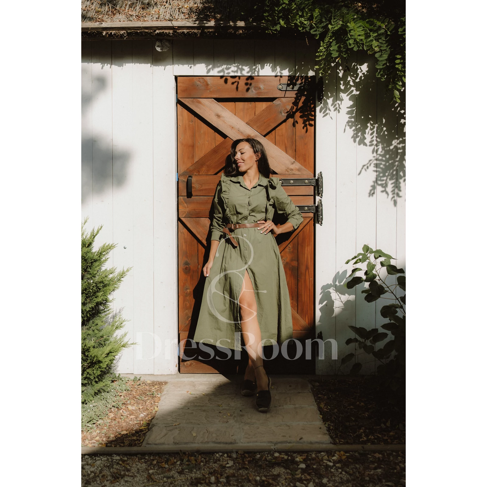 Kép 1/2 - KHAKI midi ruha