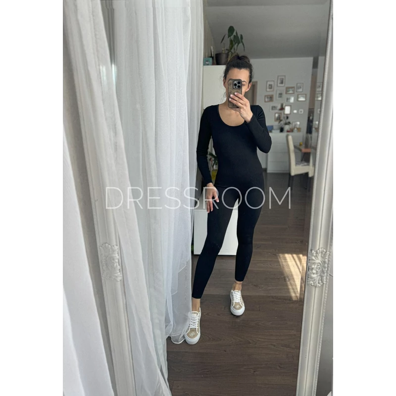 BASIC bordázott overall - Fekete