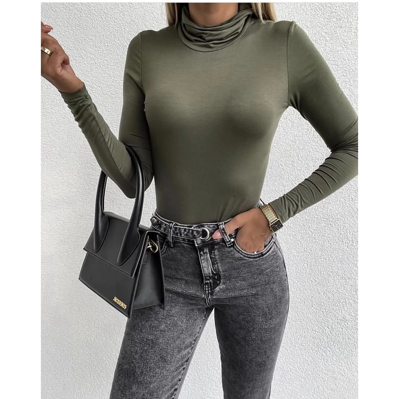 BASIC garbós felső - Khaki
