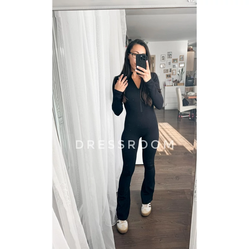 BASIC bordázott overal ZIP - Fekete